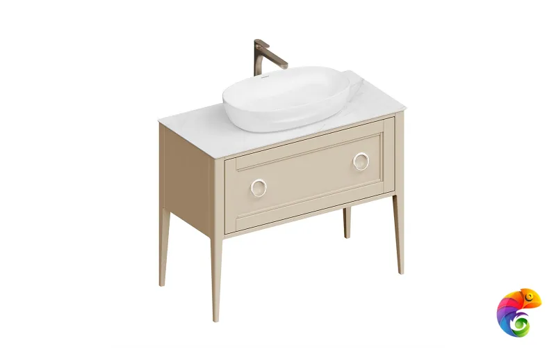 PL.CN.100.1+1\CAP.M Тумба PLAZA Classic NEO напольная 1+1 ящик 100, капучино матовый