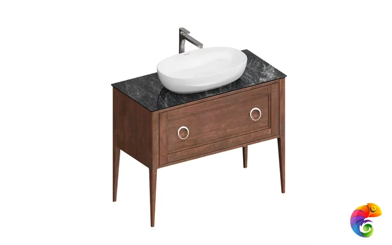 PL.CN.100.1+1\NUT.M Тумба PLAZA Classic NEO напольная 1+1 ящик 100, орех матовый