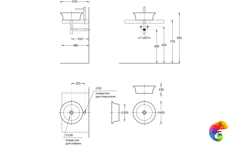 CN.wb.40 Раковина CANALETTO 40x40