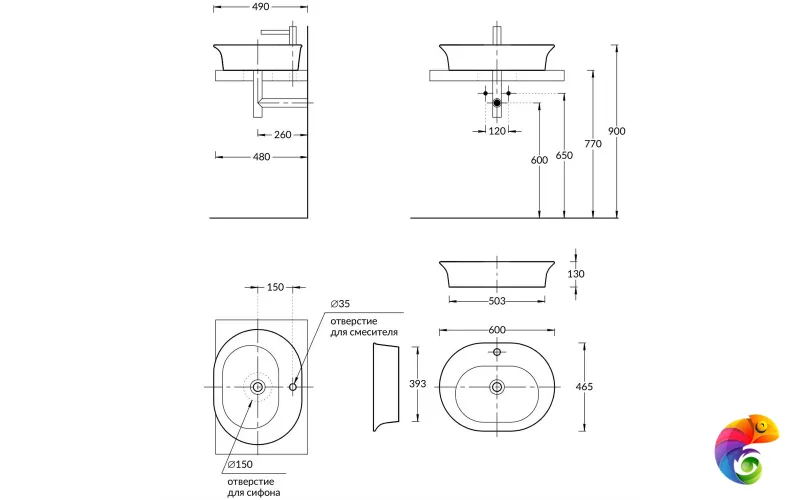 CN.wb.60 Раковина CANALETTO 60x47