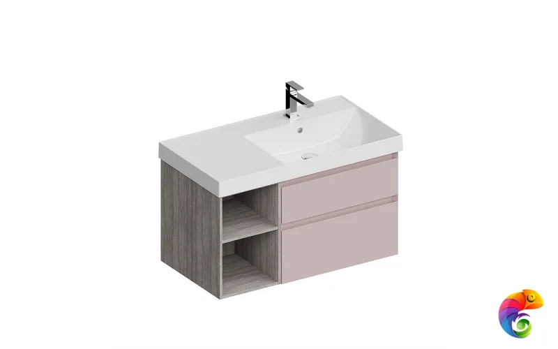 CUB.90Rh/MAL Тумба CUBO правая подвесная с ящиками 90, мальва матовая-древесная