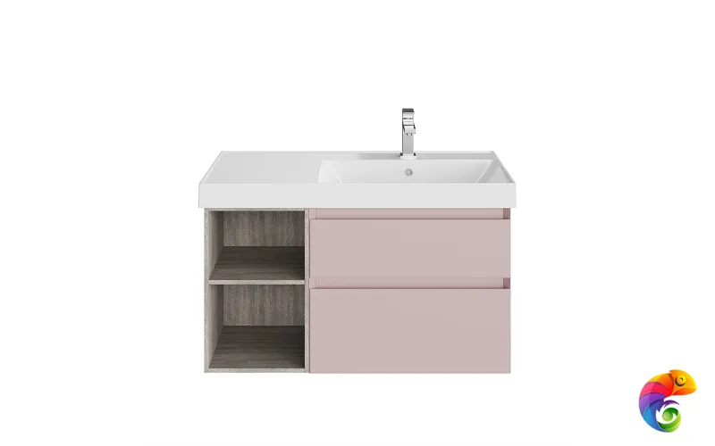 CUB.90Rh/MAL Тумба CUBO правая подвесная с ящиками 90, мальва матовая-древесная