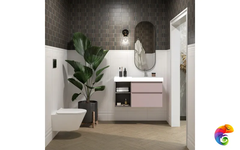 CUB.90Rh/MAL Тумба CUBO правая подвесная с ящиками 90, мальва матовая-древесная