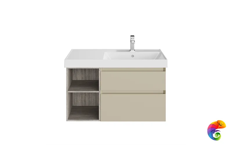 CUB.90Rh/LIM Тумба CUBO правая подвесная с ящиками 90, лимо матовая-древесная