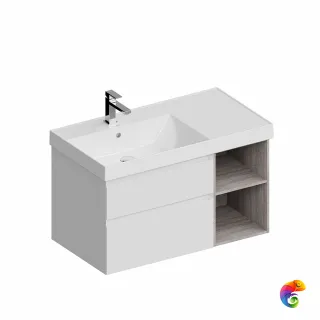 CUB.90Lh/WHT.M Тумба CUBO левая подвесная с ящиками 90, белая матовая