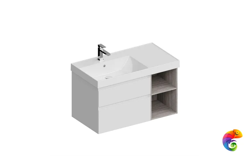 CUB.90Lh/WHT.M Тумба CUBO левая подвесная с ящиками 90, белая матовая