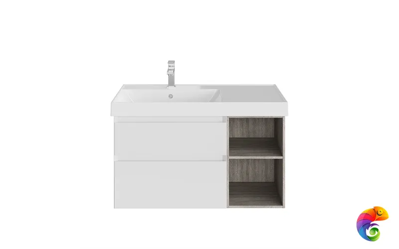 CUB.90Lh/WHT.M Тумба CUBO левая подвесная с ящиками 90, белая матовая