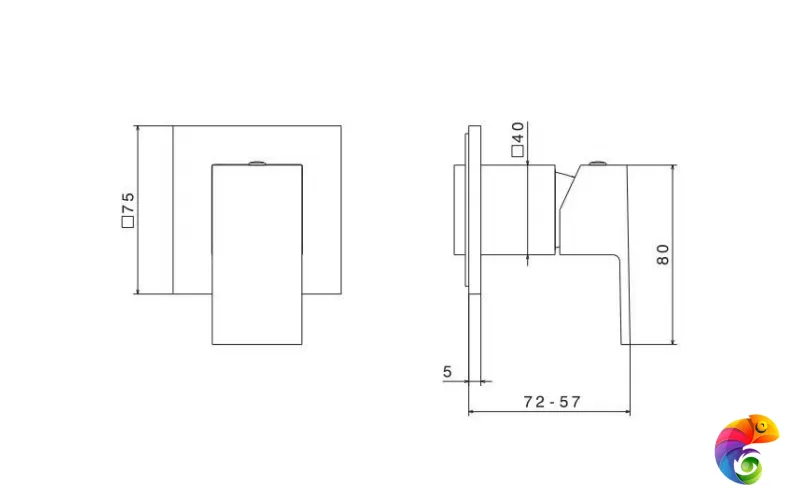 66475EKM.01.093 Встроенный однорычажный смеситель FUTURA для душа на один поток, черный матовый