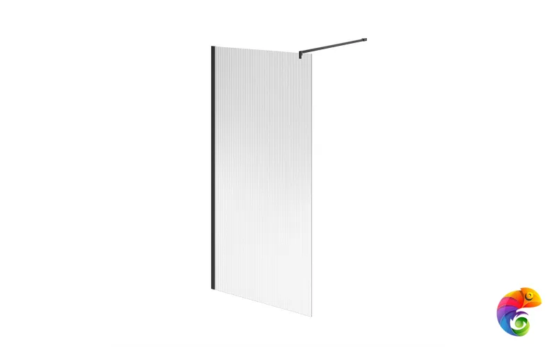 CT.100.WI.BLK.M Душевая перегородка CRISTALLO с рифленым стеклом, 100х210, матовый черный