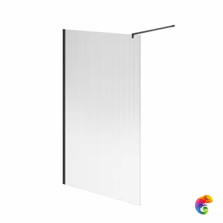 CT.120.WI.BLK.M Душевая перегородка CRISTALLO с рифленым стеклом, 120х210, матовый черный