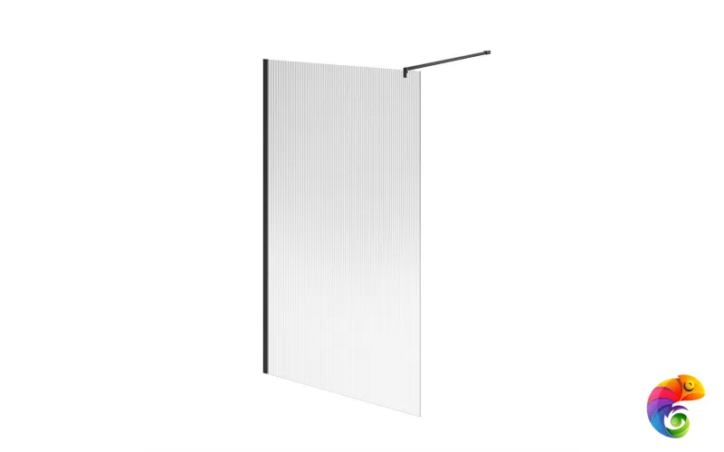 CT.120.WI.BLK.M Душевая перегородка CRISTALLO с рифленым стеклом, 120х210, матовый черный