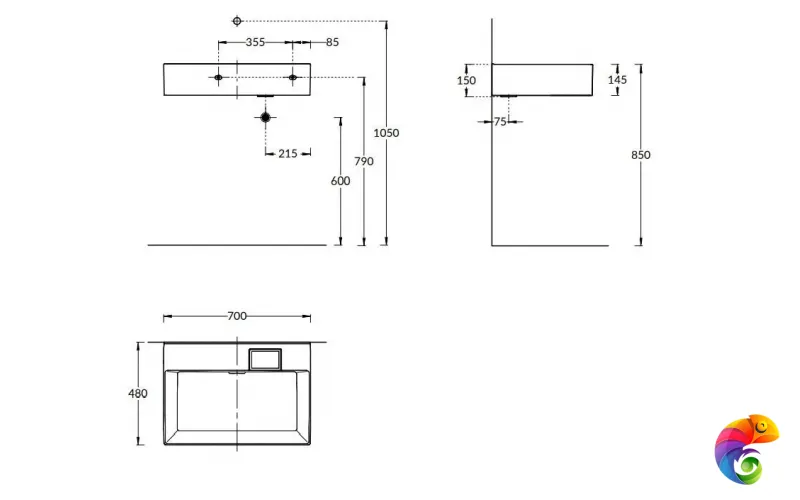 LO.wb.70.0 Раковина LOGICA мебельная\подвесная без отверстий 70, белая глянцевая