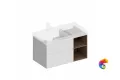 CUB.90.2Lh/WHTM.N Тумба CUBO левая подвесная с ящиками 90, белая матовая-структ.орех
