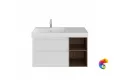 CUB.90.2Lh/WHTM.N Тумба CUBO левая подвесная с ящиками 90, белая матовая-структ.орех