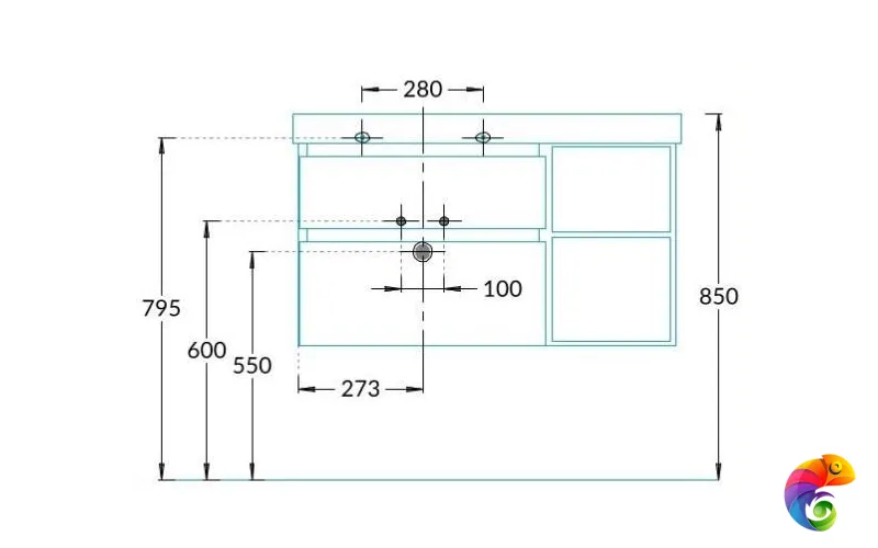 CUB.90.2Lh/MAL.N Тумба CUBO левая подвесная с ящиками 90, мальва матовая- структ.орех