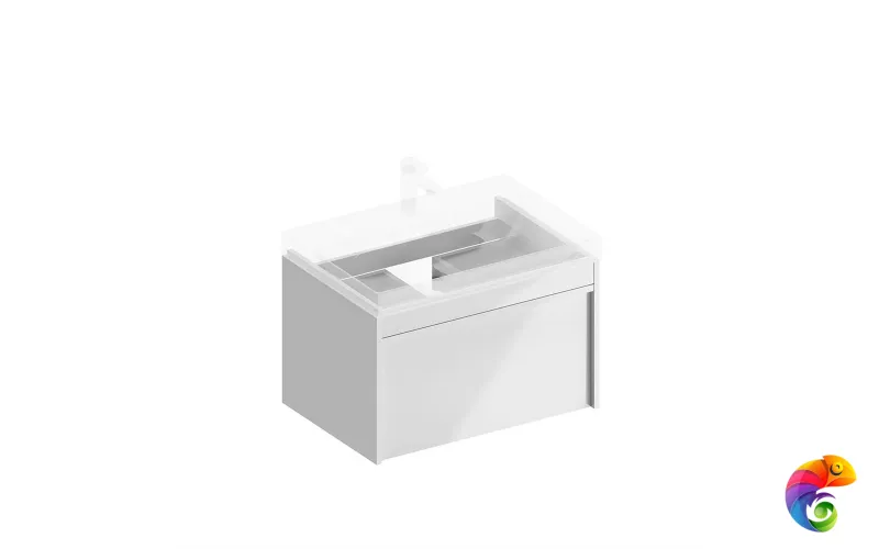 MOD.70.1+1/WHT Тумба MODULA подвесная 70 с ящиком 1+1, белая глянцевая