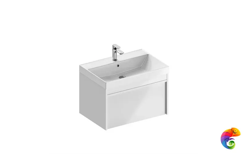 MOD.70.1+1/WHT Тумба MODULA подвесная 70 с ящиком 1+1, белая глянцевая