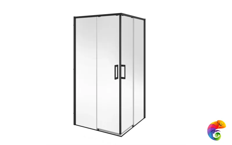 LN.100.SSD.BLK.M Душевой уголок LINDO, раздвижной с функцией soft close, квадратный, 100х100х195, матовый черный