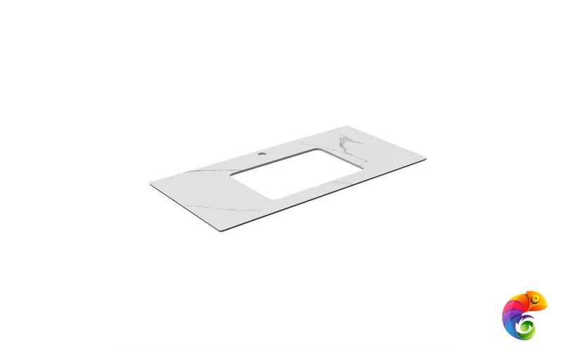 PL3.SG50008220R/100 Столешница из керамогранита для раковин, встраиваемых снизу, Монте Тиберио 100 см, белый натуральный