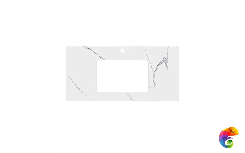 PL3.SG50008220R/100 Столешница из керамогранита для раковин, встраиваемых снизу, Монте Тиберио 100 см, белый натуральный