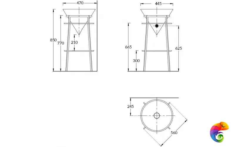 CO.44\WHT.M Метал.структура CONO 44 см, цвет: белый матовый