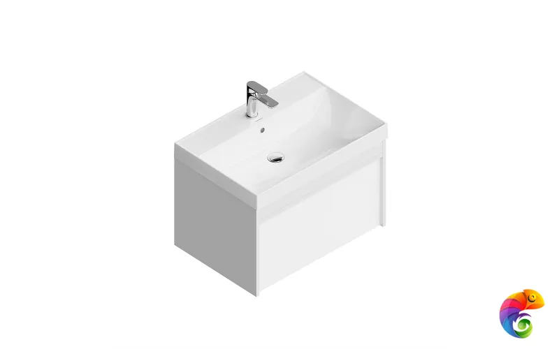 MO.70.1+1\WHT Тумба MODULA подвесная 70 с ящиком 1+1, белая глянцевая