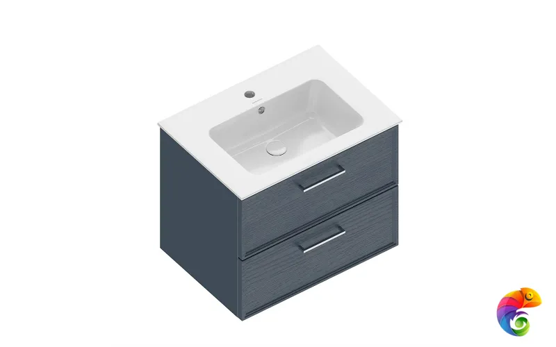 PIA.CL.65\BLU.M Тумба PIANO Classic подвесная 65 см, 2 ящика, ясень синий матовый