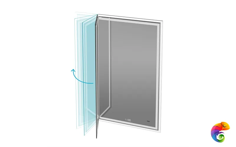 TE.M.mi.65 Зеркало TECNO M 65 с поворотной дверцей, подсветкой и функцией антизапотевание, белое