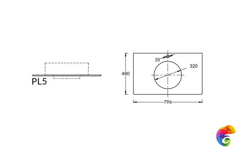 PL5.DD500600R/80 PL5.DD500600R/80 Спец. изделие декоративное для накладных раковин Про Дабл 80, антрацит