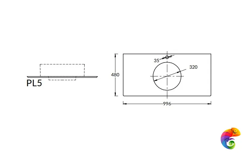 PL5.DD500600R/100 PL5.DD500600R/100 Спец. изделие декоративное для накладных раковин 100, Про Дабл антрацит