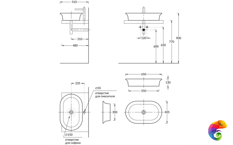 CN.wb.65 Раковина CANALETTO 65x40