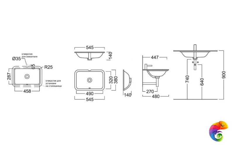 PLR.wbu.55 Раковина PLAZA 55х38 cм, встраиваемая снизу