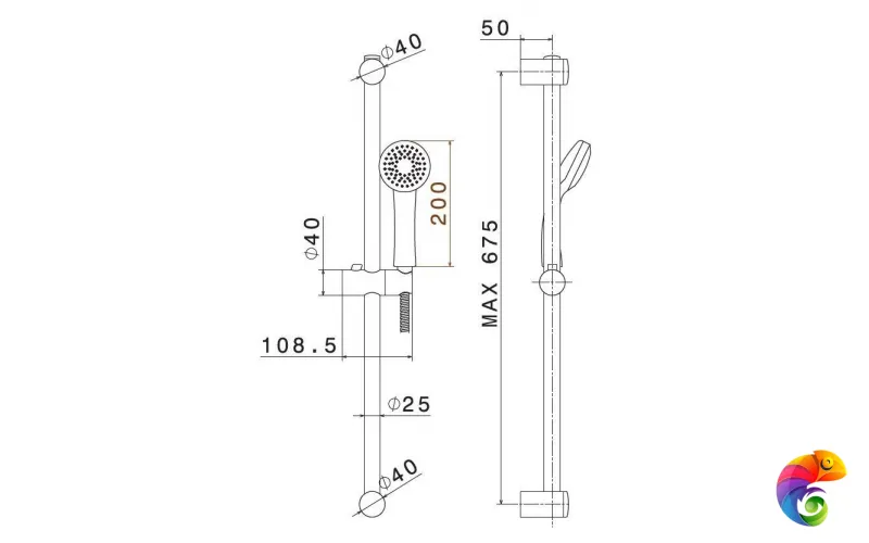 69356KM.21.018 Душевая стойка PIANO без выхода для подачи воды, хром глянец