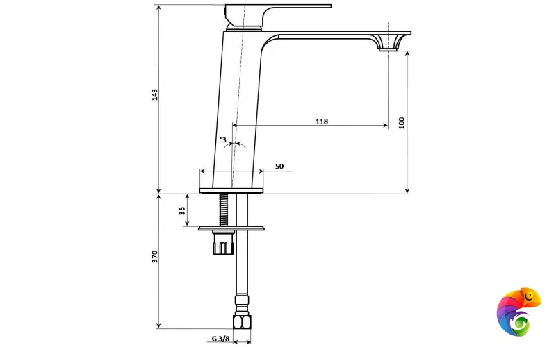 V2CR205KM Смеситель FIORETTO для раковины без донного клапана, хром