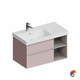 CUB.90Lh/MAL Тумба CUBO левая подвесная с ящиками 90, Мальва матовая-древесная