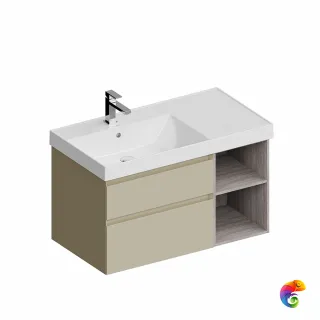 CUB.90Lh/LIM Тумба CUBO левая подвесная с ящиками 90, Лимо матовая-древесная