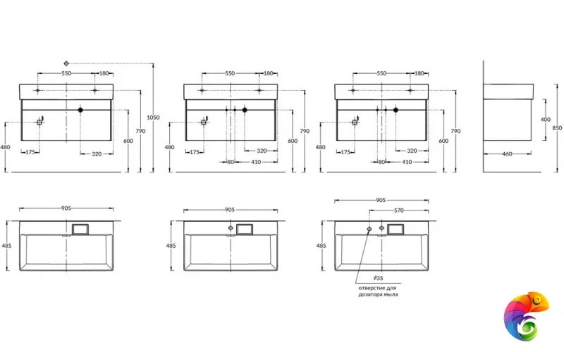 LOG.90.2/WHT Тумба LOGICA подвесная 2 ящика 90 см, белоснежный