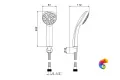852KM.21.018 Ручной душ PIANO с держателем для лейки и шлангом, без выхода для подачи воды, хром