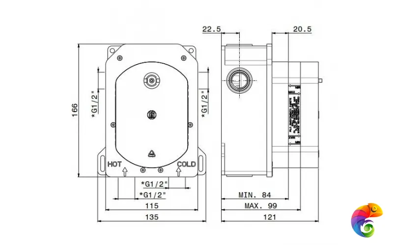 31061KM.00.000 Универсальная внутренняя часть для термостатического смесителя на два потока для душа