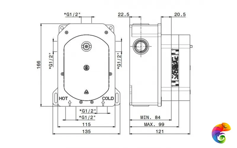31020KM.00.000 Универсальная внутренняя часть для термостатического смесителя на три потока для душа
