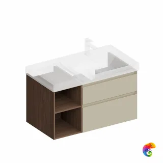 CUB.90.2Rh/LIM.N Тумба CUBO правая подвесная с ящиками 90, лимо матовая- структ.орех