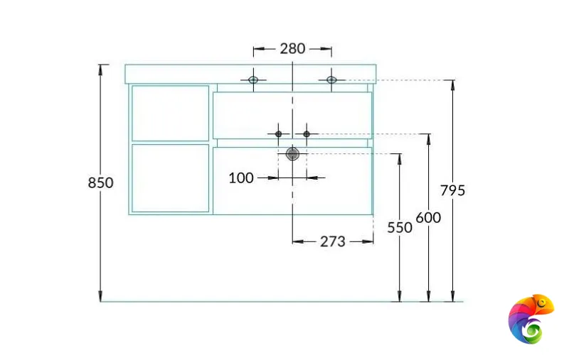 CUB.90.2Rh/LIM.N Тумба CUBO правая подвесная с ящиками 90, лимо матовая- структ.орех