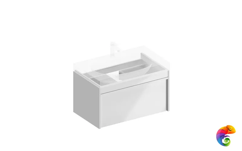 MOD.80.1+1/WHT Тумба MODULA подвесная 80 с ящиком 1+1, белая глянцевая