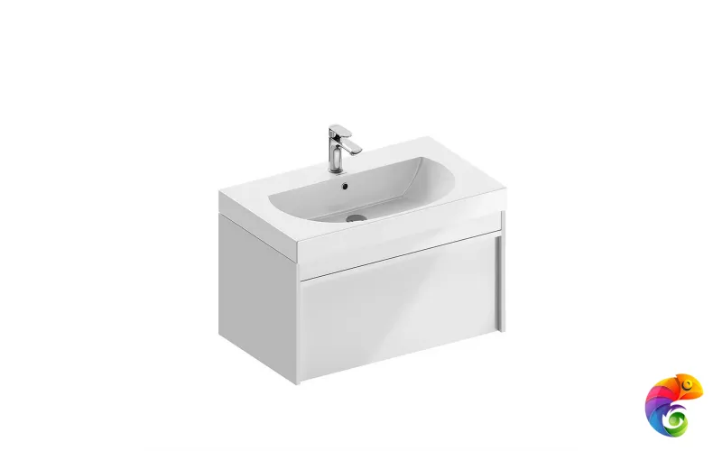 MOD.80.1+1/WHT Тумба MODULA подвесная 80 с ящиком 1+1, белая глянцевая