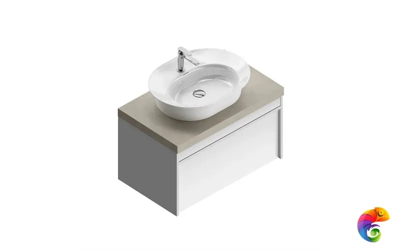 MOD.80.1+1/WHT Тумба MODULA подвесная 80 с ящиком 1+1, белая глянцевая