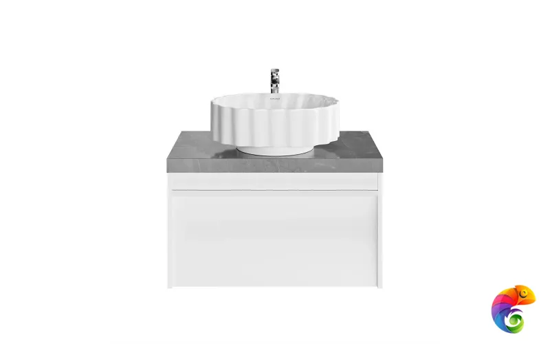 MOD.80.1+1/WHT Тумба MODULA подвесная 80 с ящиком 1+1, белая глянцевая