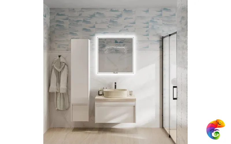 MOD.80.1+1/WHT Тумба MODULA подвесная 80 с ящиком 1+1, белая глянцевая