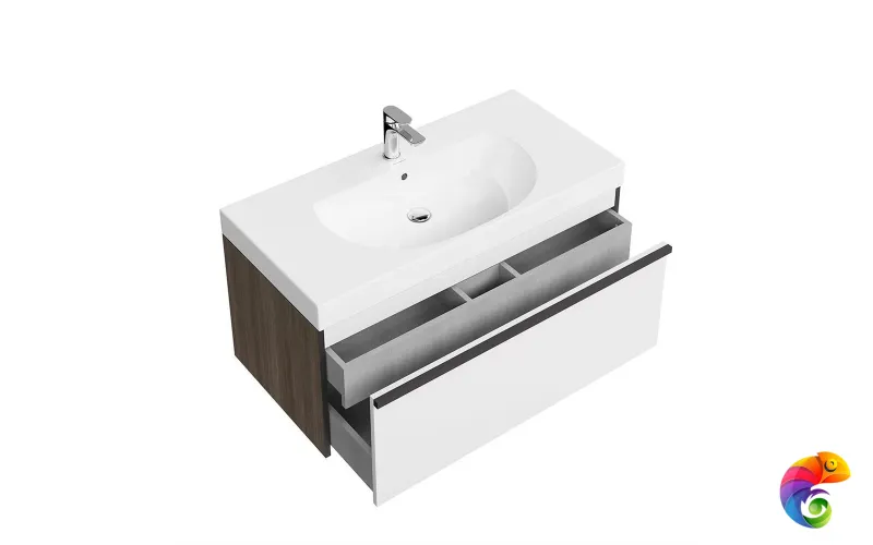 MOD.100.1+1/AR Тумба MODULA подвесная 100 с ящиком 1+1, арабика