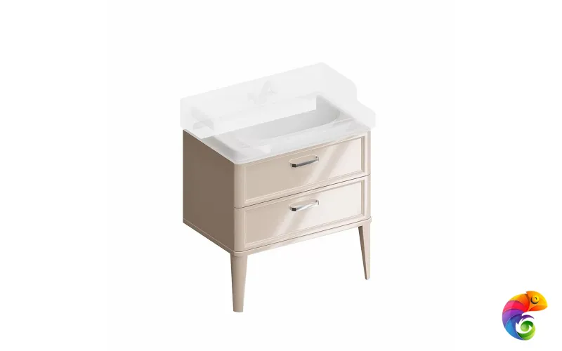 PO.M.80.2/CAM Тумба POMPEI напольная с 2 ящиками 80, камео бежевый глянцевый