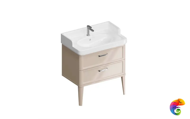 PO.M.80.2/CAM Тумба POMPEI напольная с 2 ящиками 80, камео бежевый глянцевый